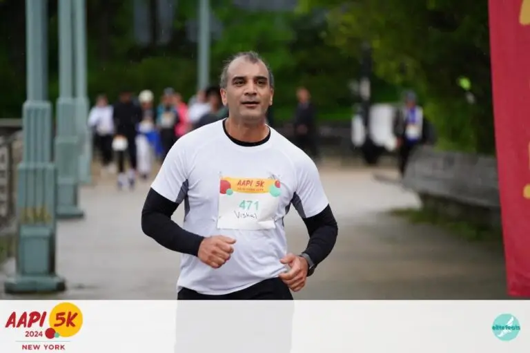 Vishal Chander running in the 2024 AAPI 5K in New York City